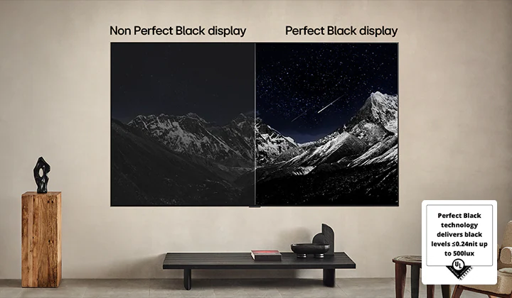 Гостиная с настенным телевизором LG OLED.